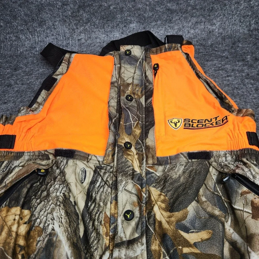 ScentBlocker Realtree Camo Blaze Orange Rainproof ProHunter Bibs Overalls XL